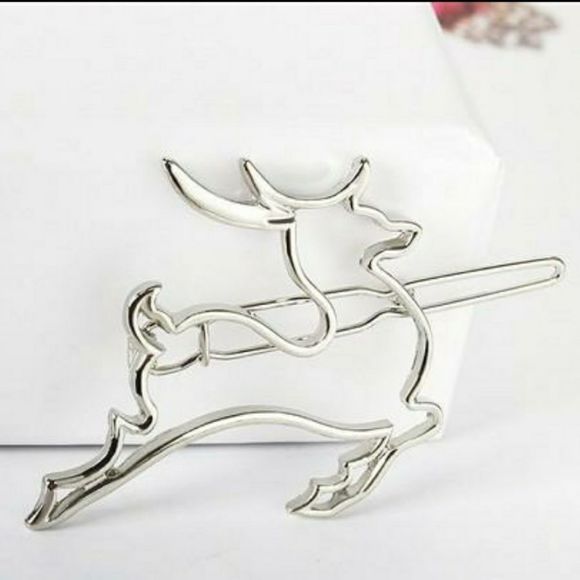 Silver Deer Barrette Hair Pin New In Packa… - Picture 1 of 1